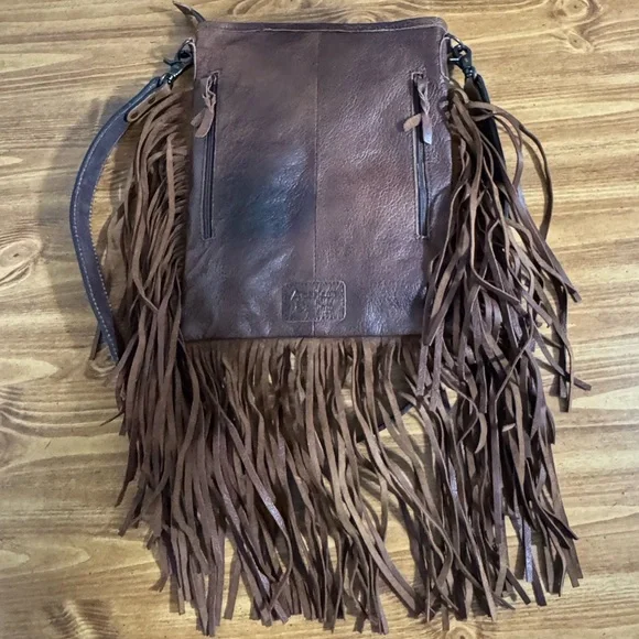 American Darling Brown and Turquoise Fringe Bag - Picture 4 of 6